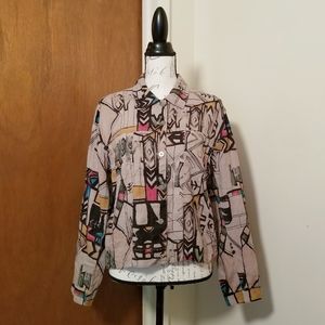 Chico's Vintage Retro Printed Lightweight Jacket